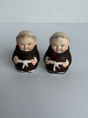 Vintage Ceramic Friar/Monk Salt and Pepper Shakers